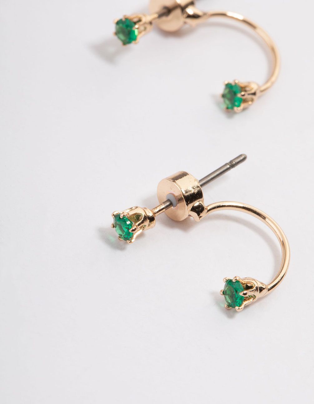 Gold & Emerald Green Diamante Jacket Earrings sold by lovisa product image thumbnail 2