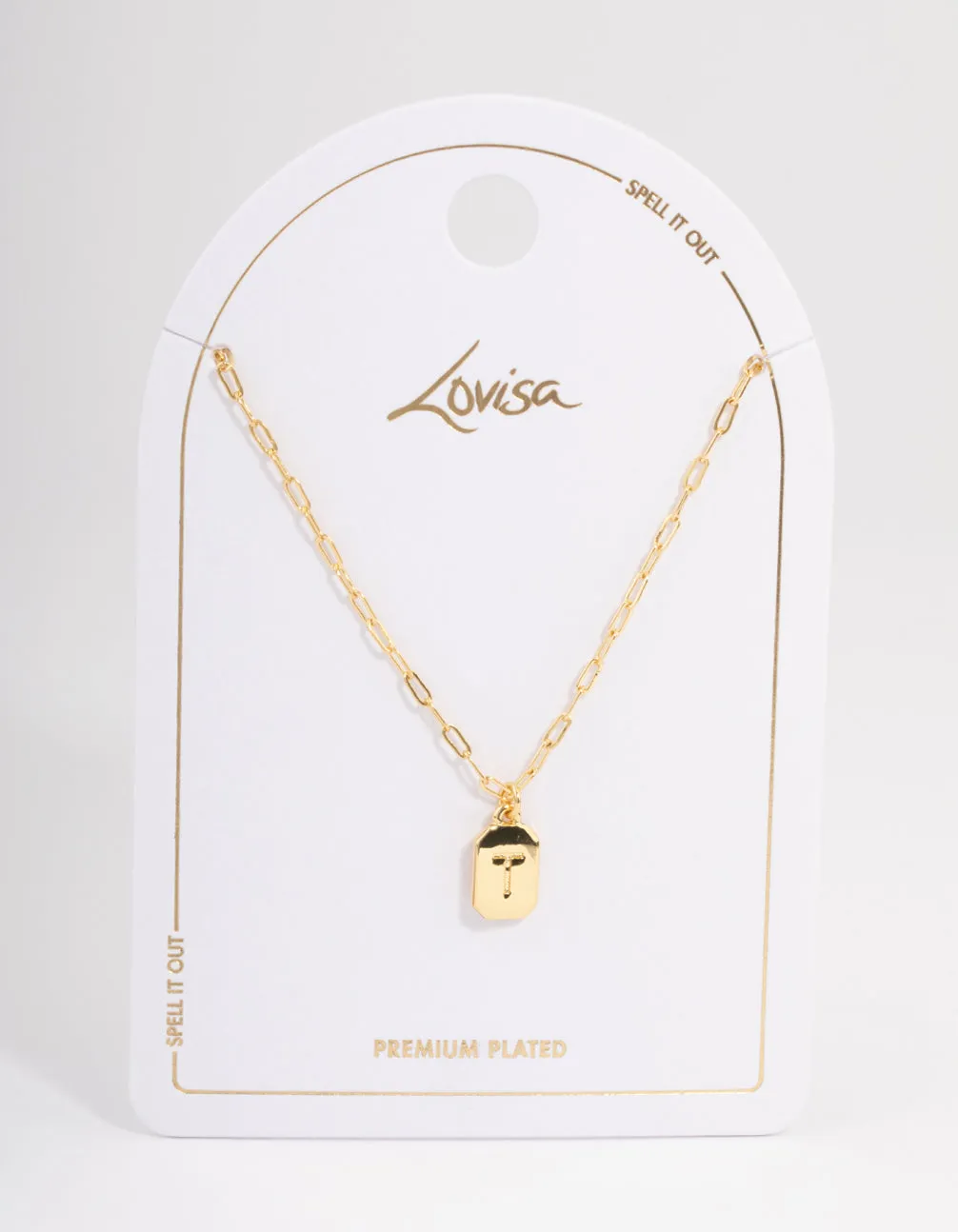 Letter 'T' Gold Plated Rectangle Pendant Initial Necklace sold by lovisa product image thumbnail 3