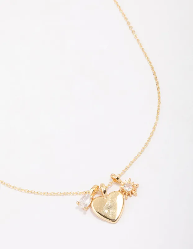 Gold Plated Heart Cubic Zirconia Pendant Necklace sold by lovisa