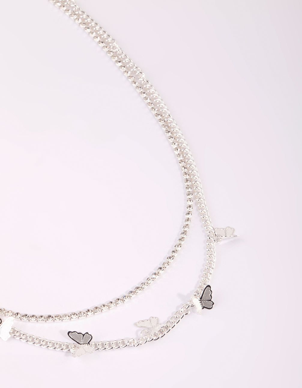 Silver Butterfly Cup Chain Layered Necklace sold by lovisa