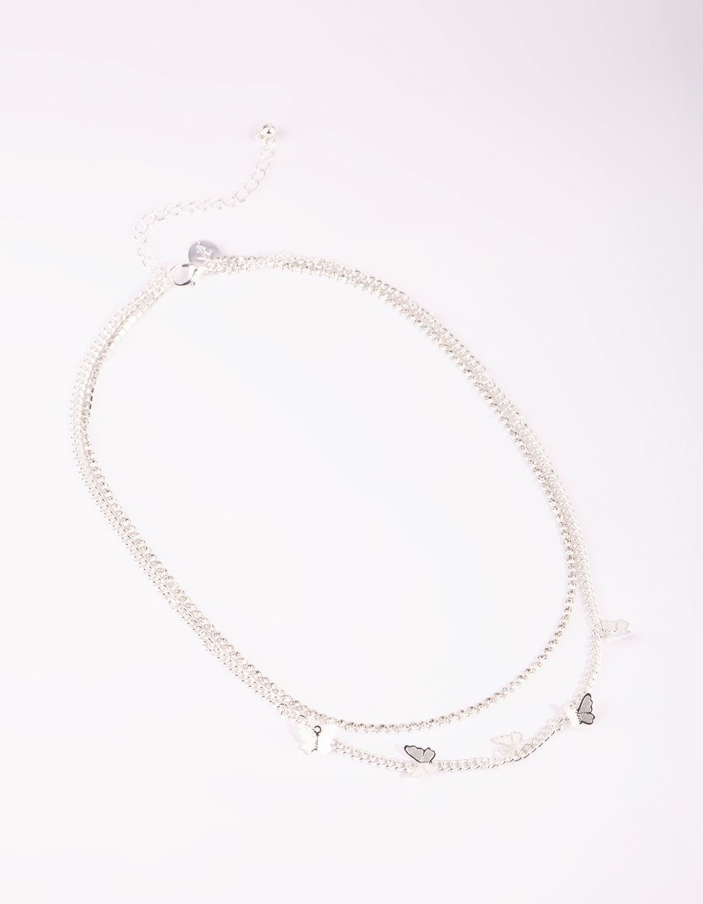 Silver Butterfly Cup Chain Layered Necklace sold by lovisa product image thumbnail 2