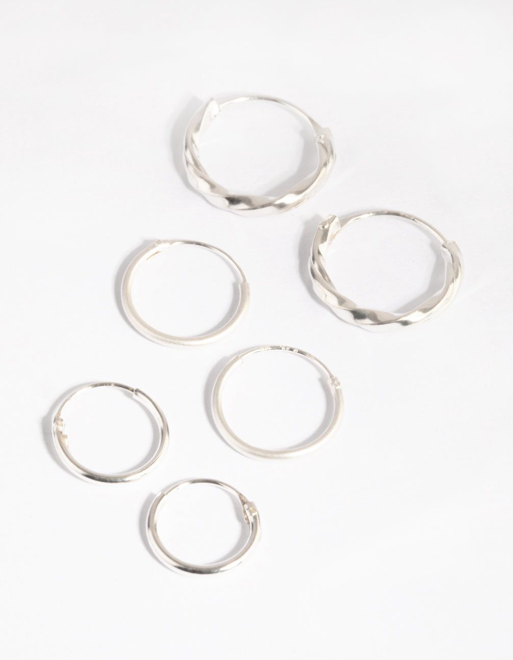 Sterling Silver Plain & Twist Hoop Earring Pack sold by lovisa