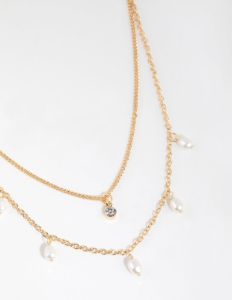 Gold Plated Freshwater Pearl Layered Necklace sold by lovisa
