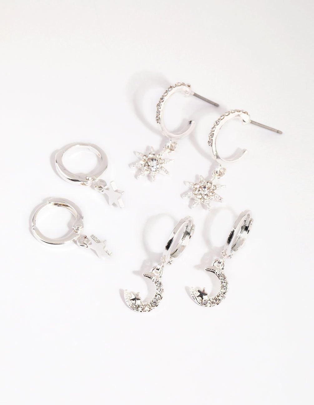 Silver Celestial Huggie Earring Pack sold by lovisa