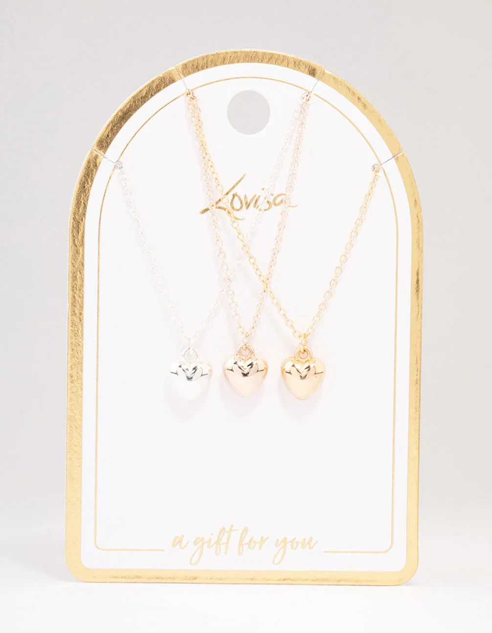 Mixed Metal Bubble Heart Necklace 3-Pack sold by lovisa product image thumbnail 2