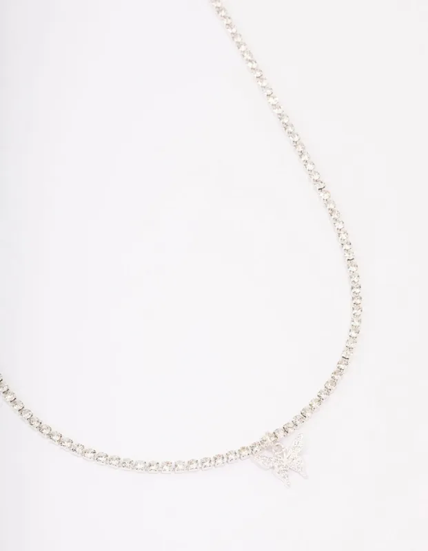 Silver Cupchain Diamante Butterfly Necklace sold by lovisa