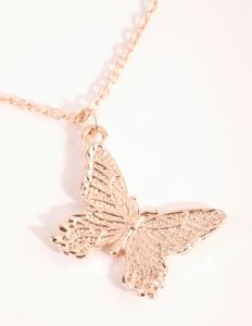 Rose Gold Butterfly Layered Necklace sold by lovisa