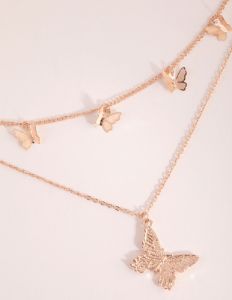 Rose Gold Butterfly Layered Necklace sold by lovisa