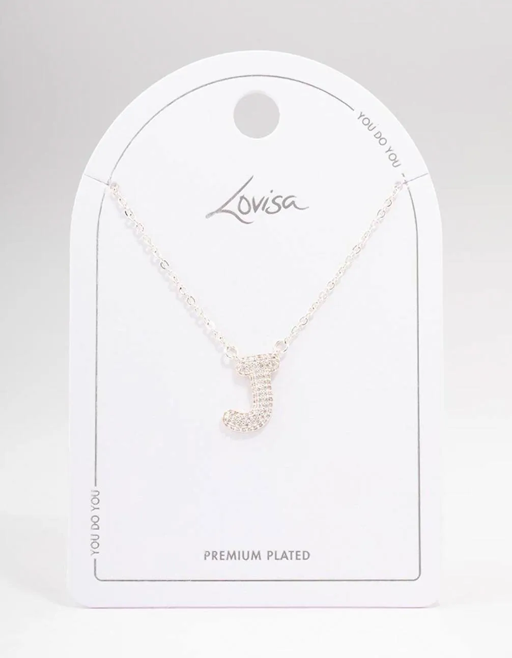 Letter J Silver Plated Pave Pendant Initial Necklace sold by lovisa product image thumbnail 3