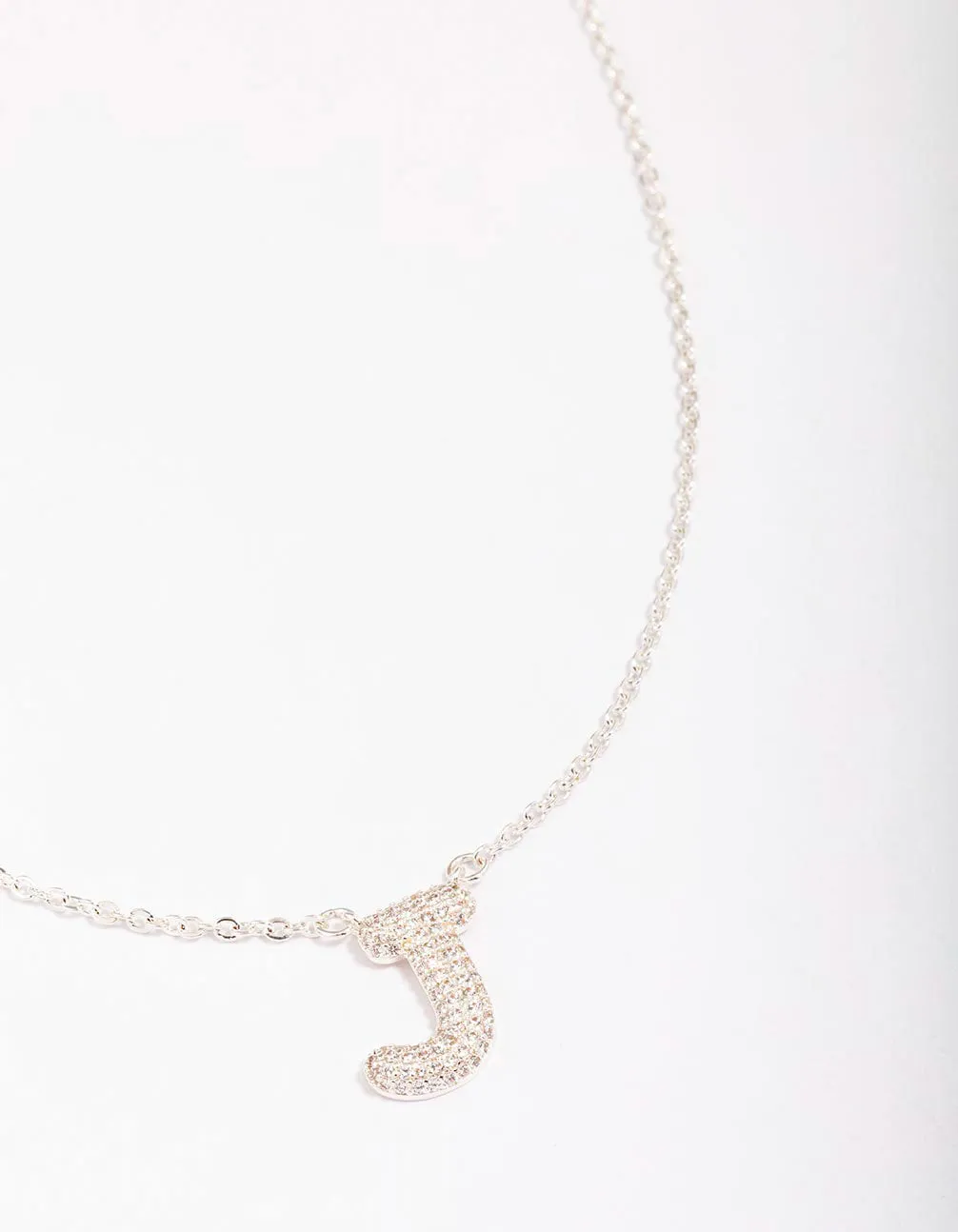 Letter J Silver Plated Pave Pendant Initial Necklace sold by lovisa