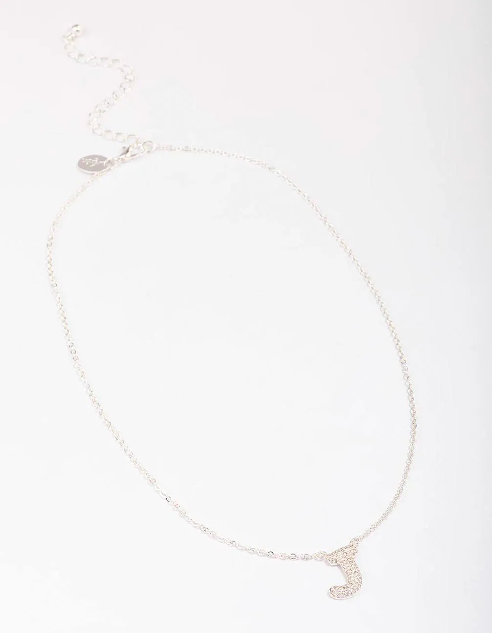 Letter J Silver Plated Pave Pendant Initial Necklace sold by lovisa product image thumbnail 2