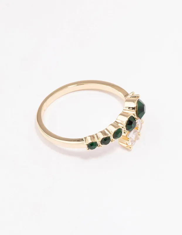 Gold Overlapping Cubic Zirconia Ring sold by lovisa