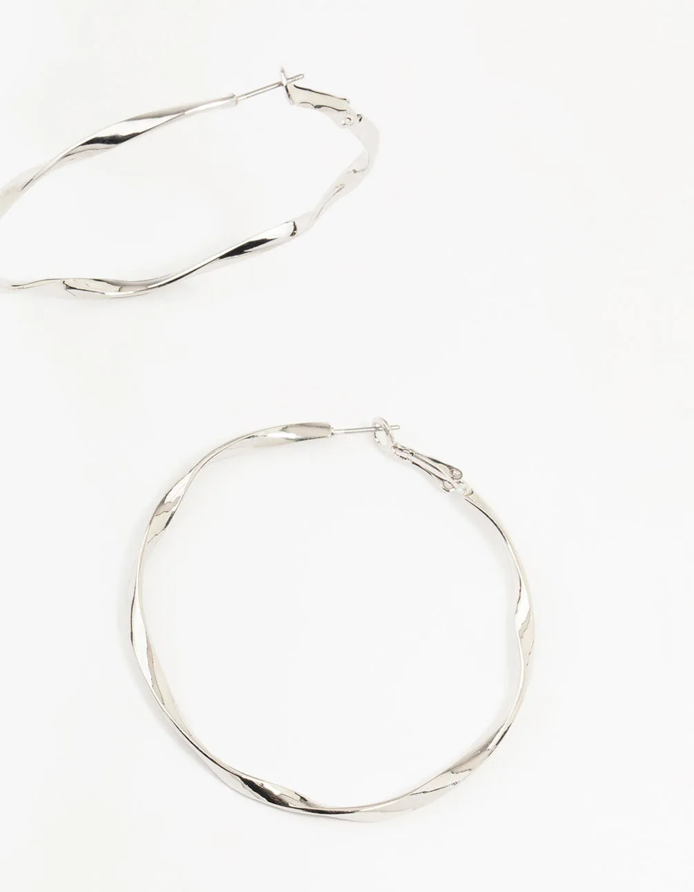 Silver Thin Smooth Twisted Hoop Earrings sold by lovisa product image thumbnail 3
