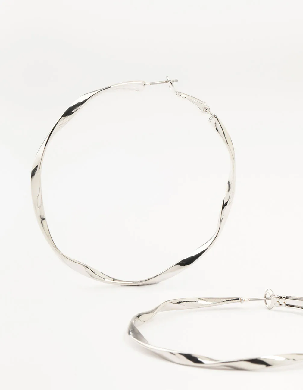 Silver Thin Smooth Twisted Hoop Earrings sold by lovisa product image thumbnail 2