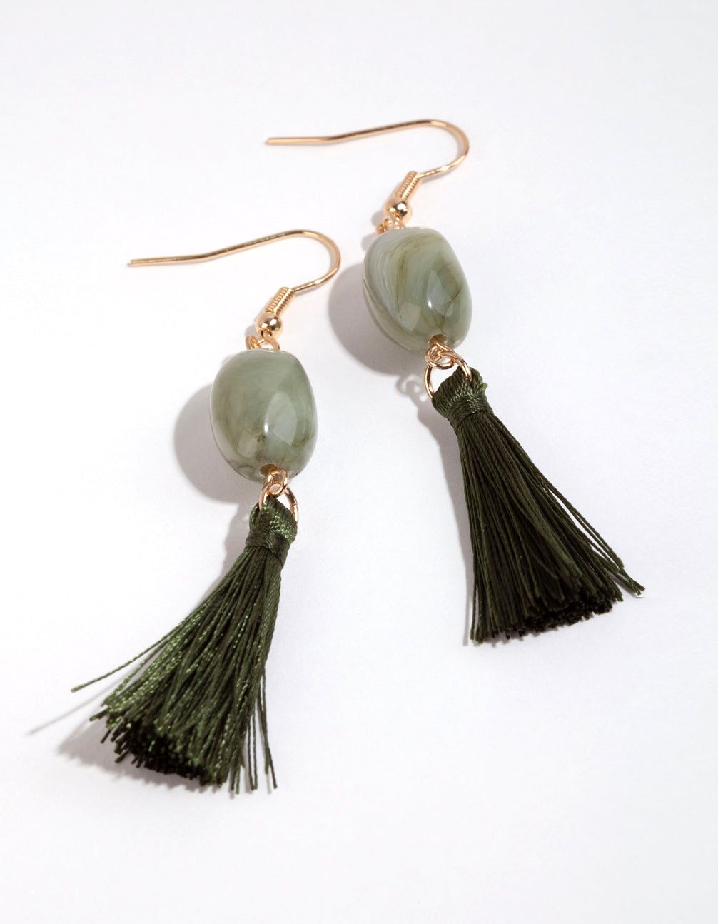 Green Long Bead & Tassel Drop Earrings sold by lovisa