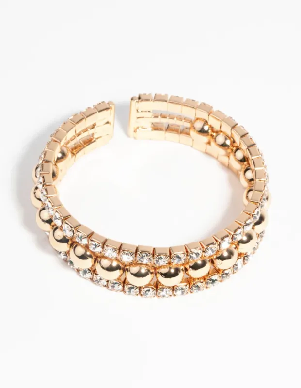 Gold Diamante Cuff Bracelet sold by lovisa