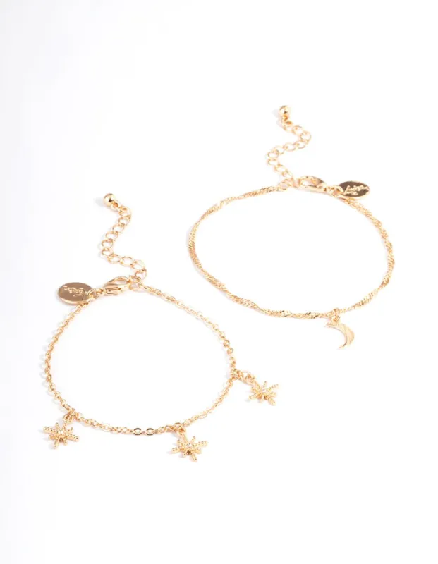 Gold Twist Celestial Bracelet Pack sold by lovisa