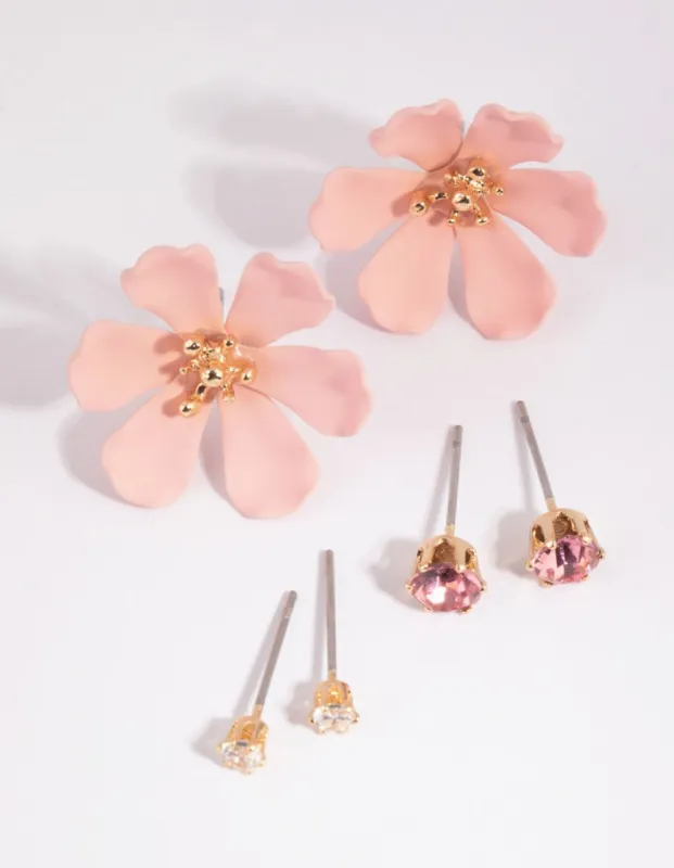 Blush Flower Stud Earring Pack sold by lovisa