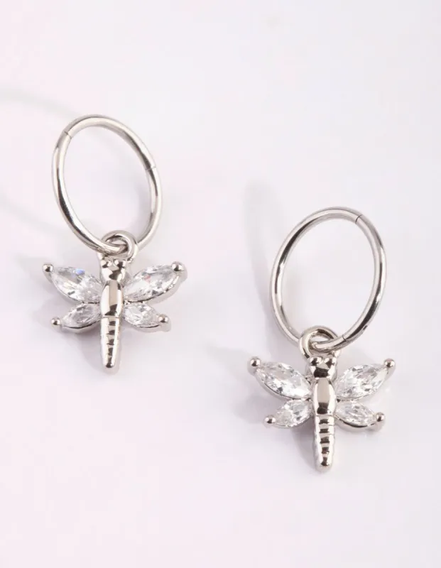 Surgical Steel Cubic Zirconia Dragonfly Hoop Earrings sold by lovisa