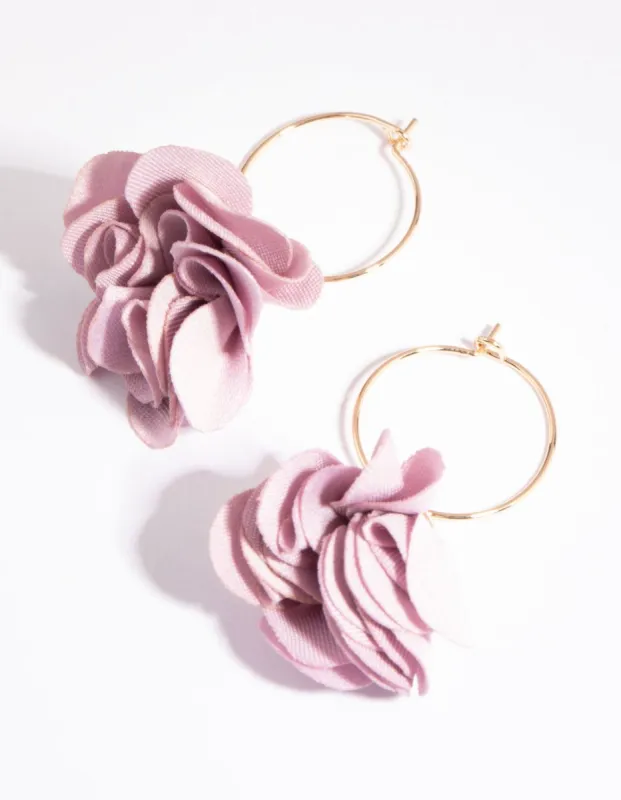 Lilac Flower Hoop Earrings sold by lovisa