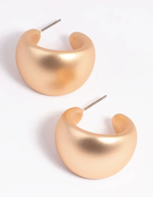 Metallic Gold Chunky Hoop Earrings sold by lovisa