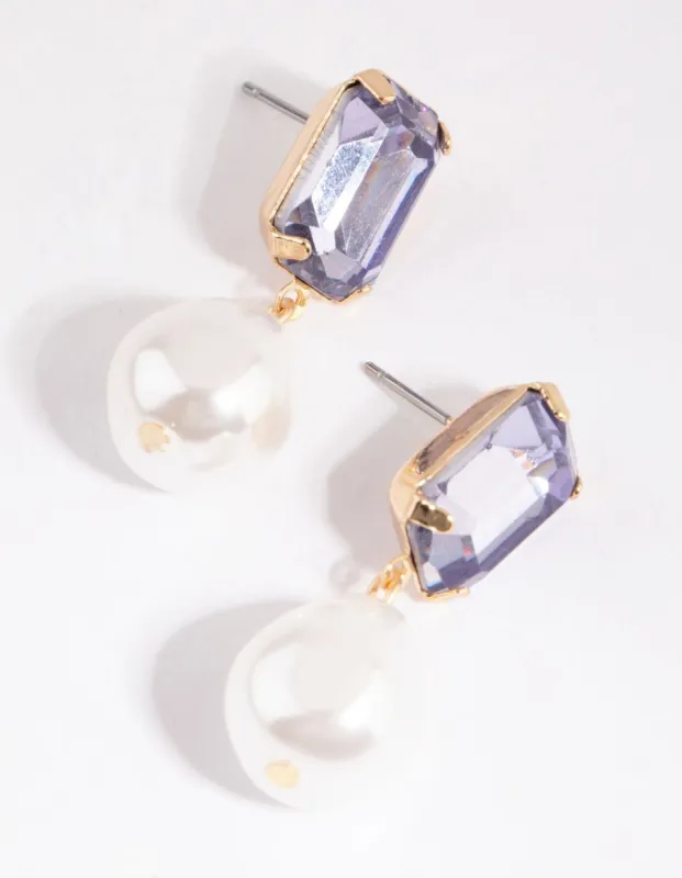 Purple Pearl Drop Earrings sold by lovisa