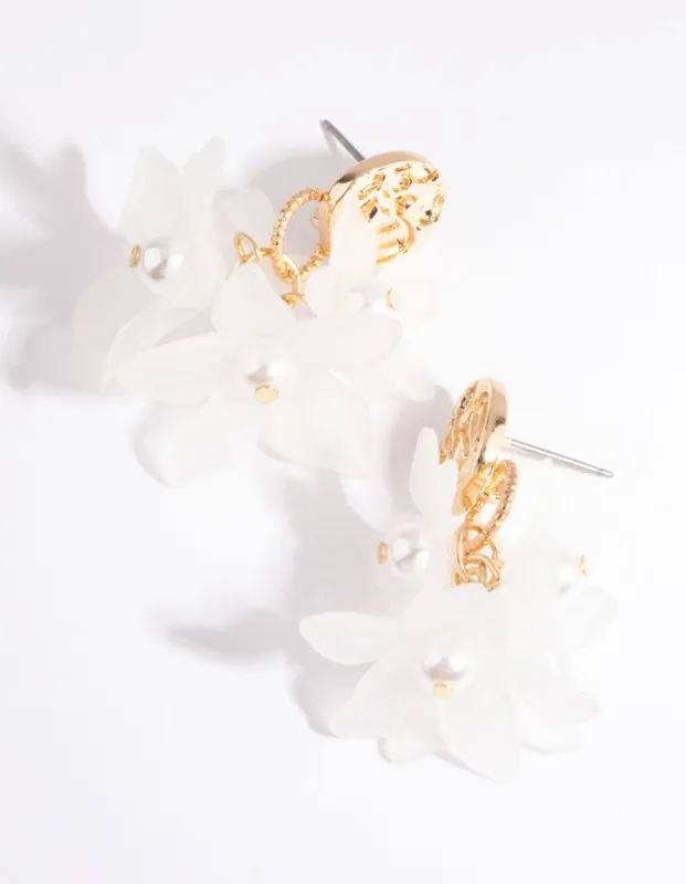 Gold Flower Cluster Drop Earrings sold by lovisa