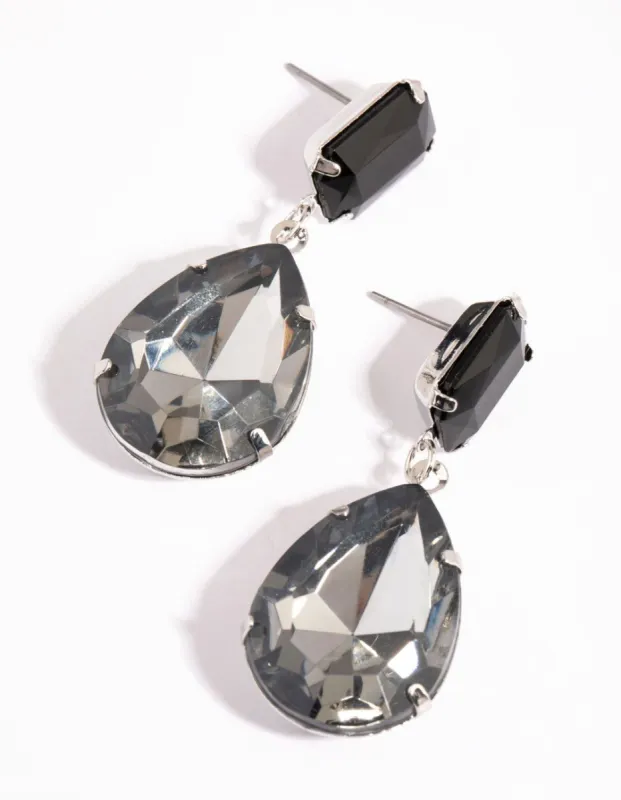 Rhodium Diamante Teardrop Earrings sold by lovisa
