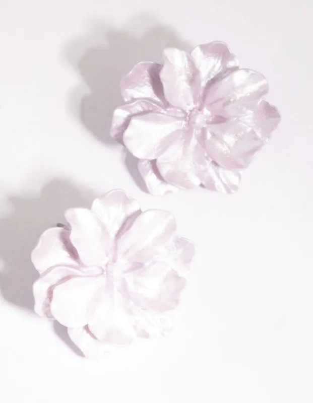 Matte Lilac Flower Stud Earrings sold by lovisa