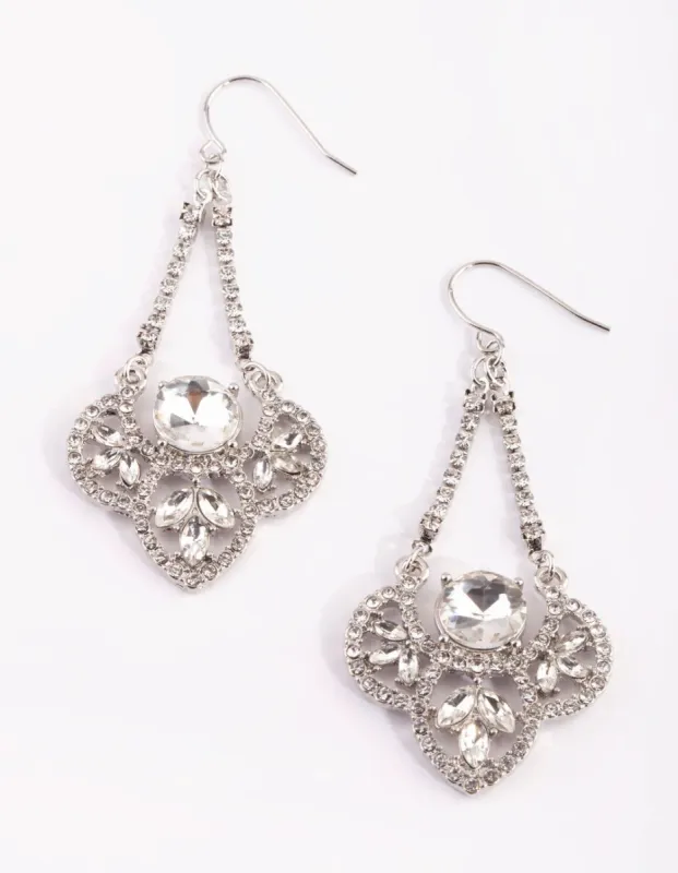 Rhodium Vintage Stone Drop Earrings sold by lovisa