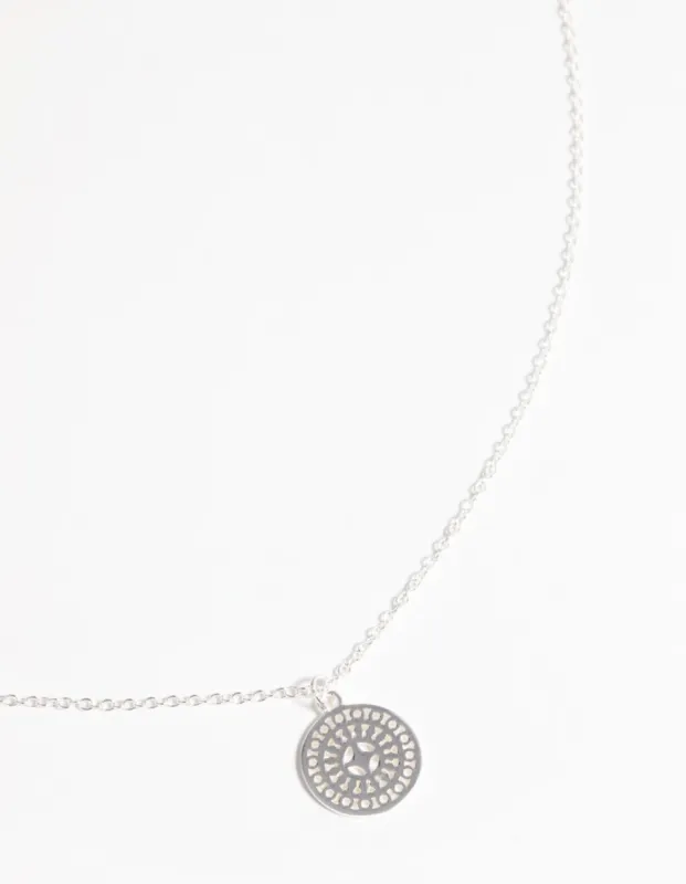 Sterling Silver Circular Stamp Necklace sold by lovisa