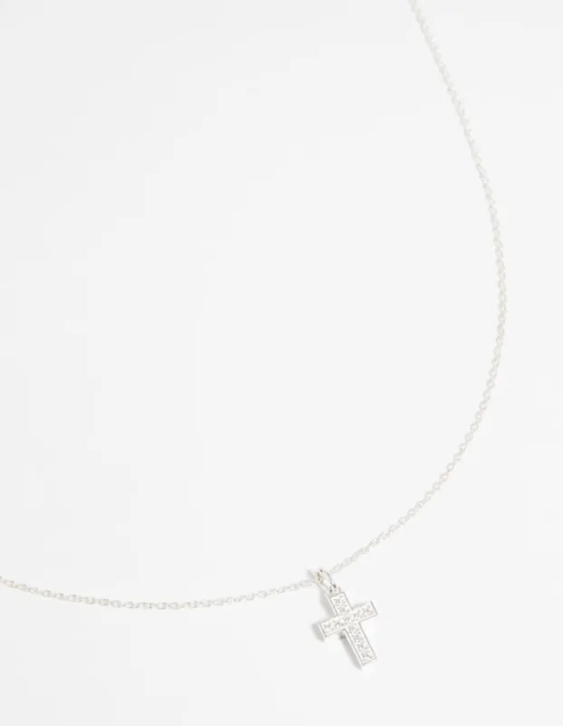 Sterling Silver Cubic Zirconia Cross Necklace sold by lovisa