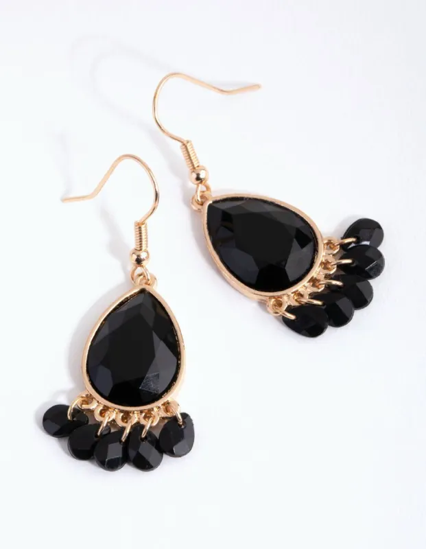 Gold Stone Set Drop Earrings sold by lovisa