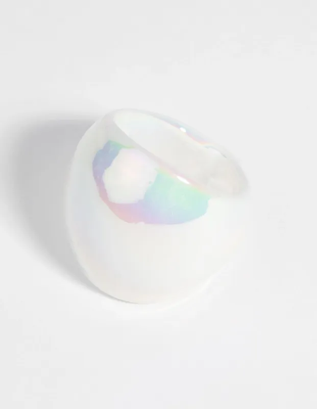 White Marble Glass Ring sold by lovisa