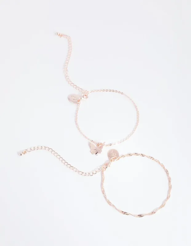 Rose Gold Butterfly Bracelet Pack sold by lovisa
