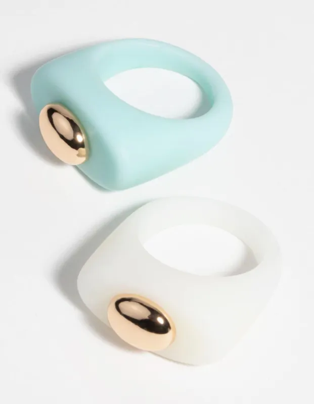 90s White & Turquoise Rings sold by lovisa