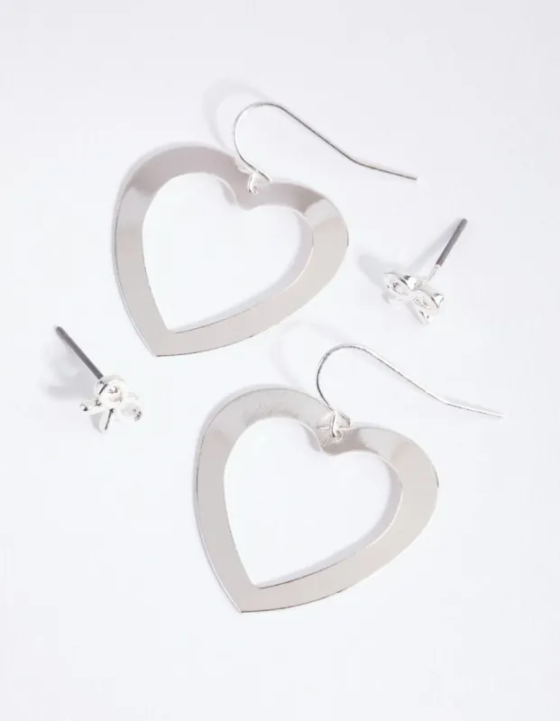 Silver Heart & Bow Earring Pack sold by lovisa