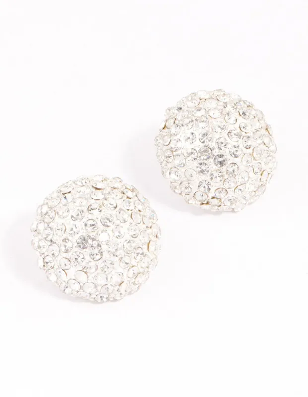 Silver Statement Diamante Dome Stud Earrings sold by lovisa