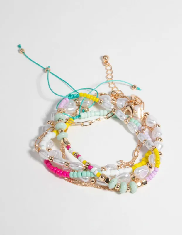 Pink & Pearl Bracelet 5-Pack sold by lovisa