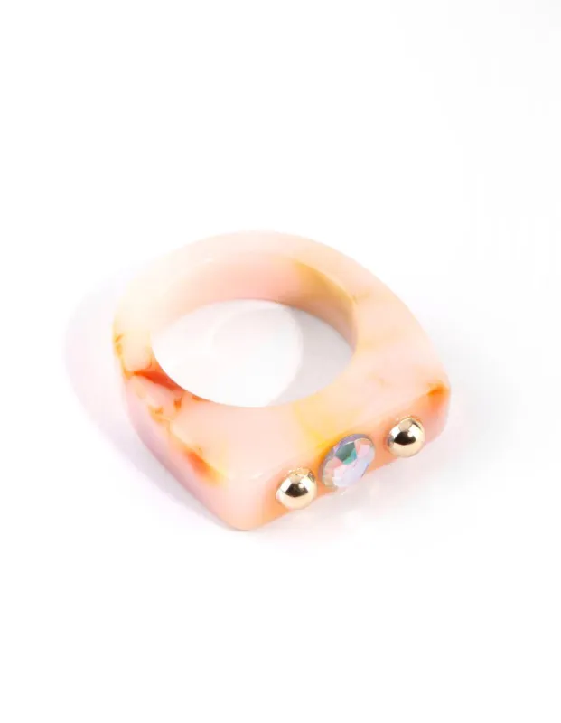 Cream Marble Ring sold by lovisa