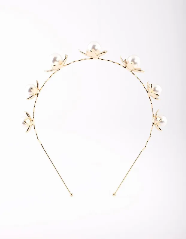 Gold Pearl Headband sold by lovisa
