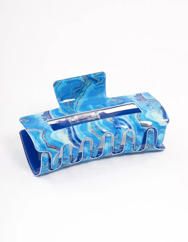 Blue Acrylic Marble Hair Claw Clip sold by lovisa