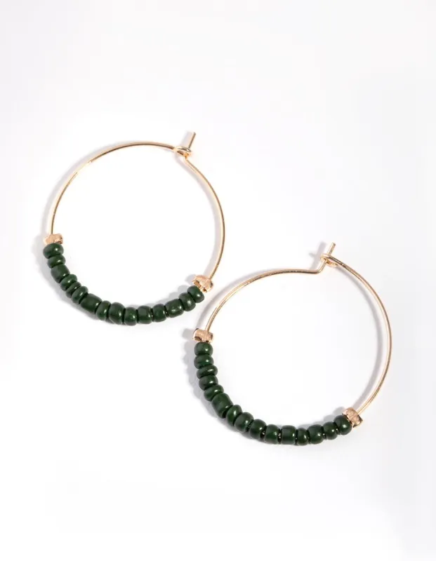 Gold Half Beaded Hoop Earrings sold by lovisa