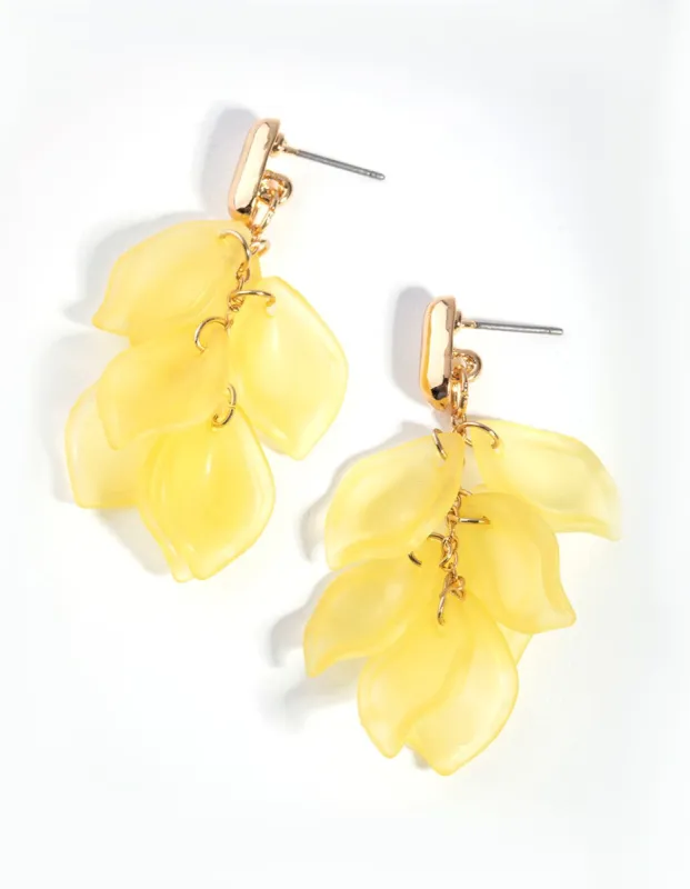 Gold Acrylic Petal Drop Earrings sold by lovisa