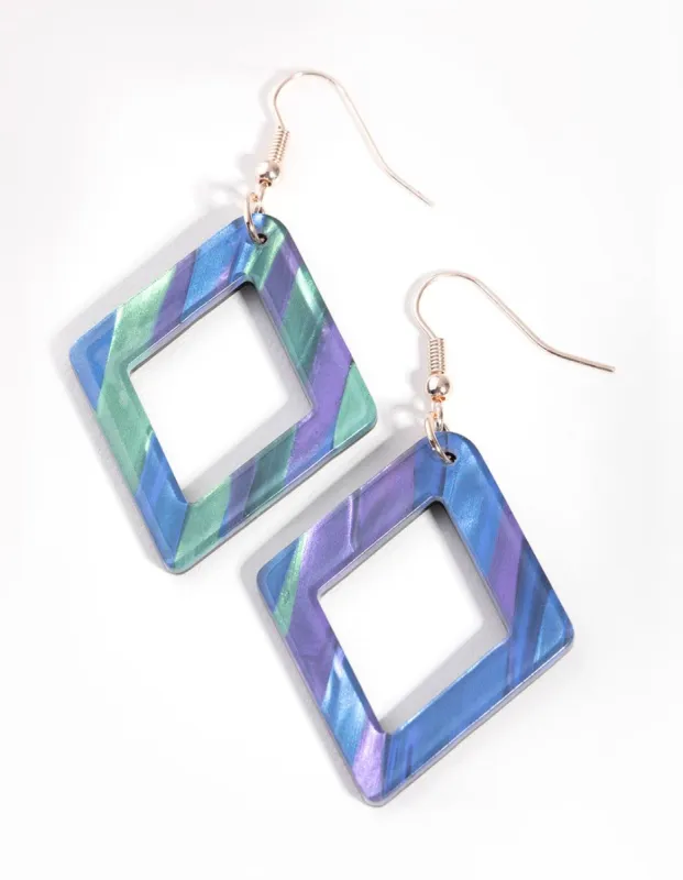 Rose Gold Acrylic Diamond Drop Earrings sold by lovisa