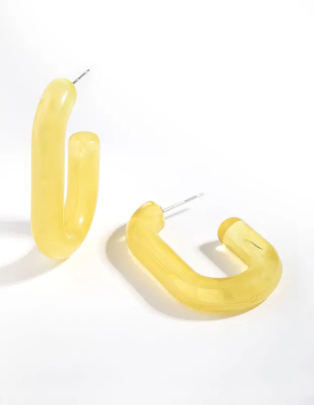 Yellow Acrylic Oval Hoop Earrings sold by lovisa