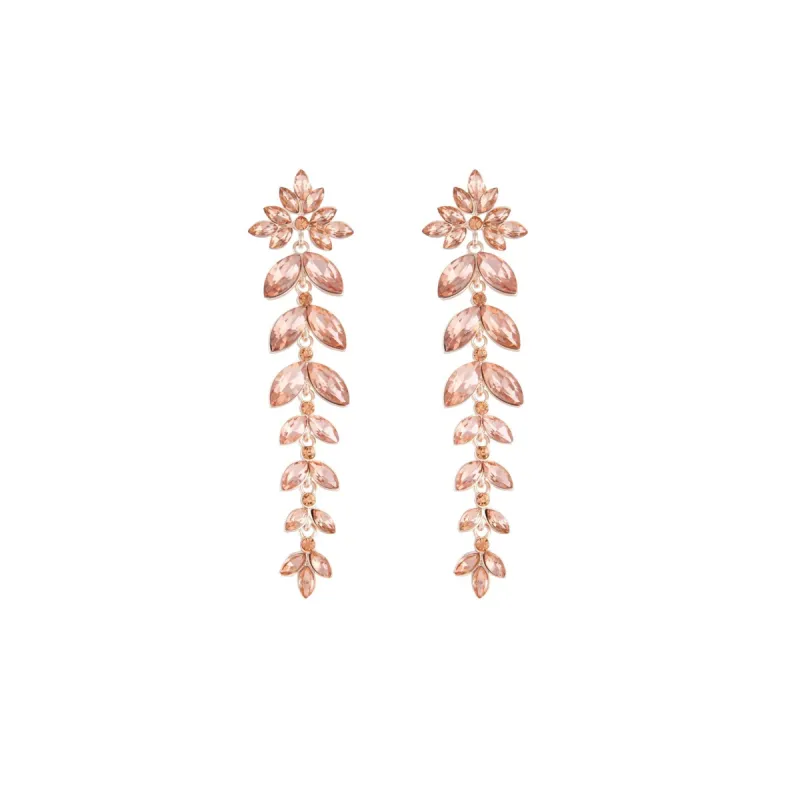 Rose Gold Pink Diamante Navette Earrings sold by lovisa