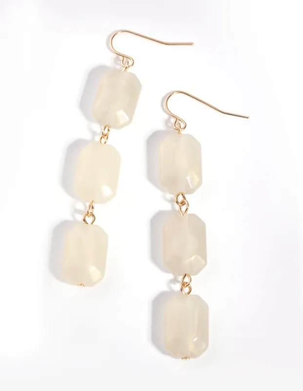 White Tripple Bead Drop Earrings sold by lovisa
