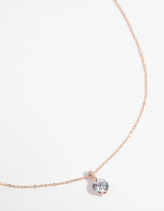 Rose Gold Plated Sterling Silver Cubic Zirconia Sleek Necklace sold by lovisa