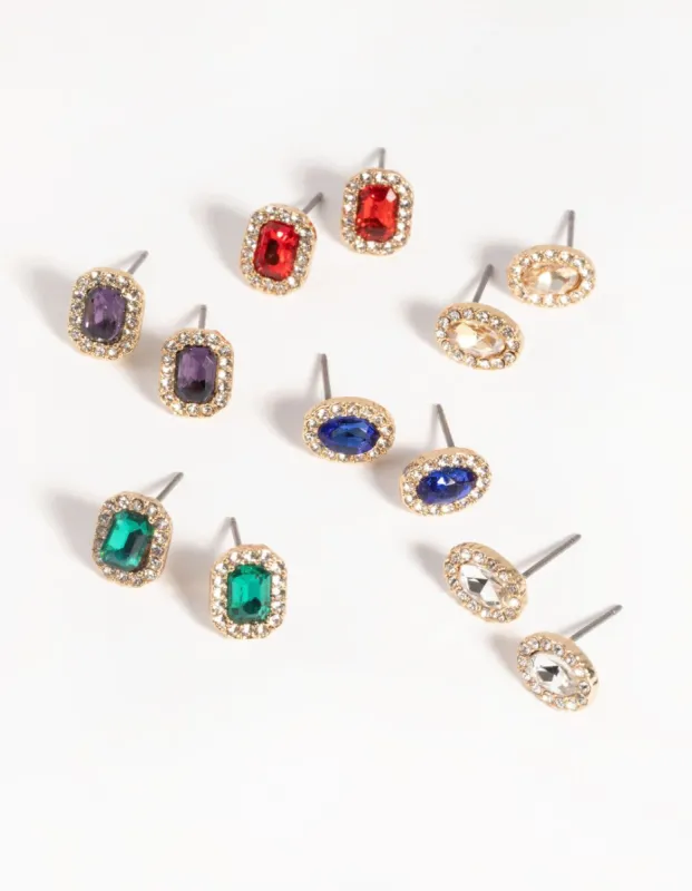 Gold Gem Stud Earring Pack sold by lovisa